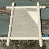 Vintage wooden turned mirror, white, rectangular, 1940s.