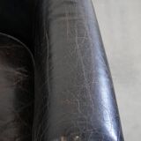 Black cowhide leather armchair