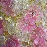 Amazing Pink and Gold Large Size Murano Ceiling Light Flower by Seguso