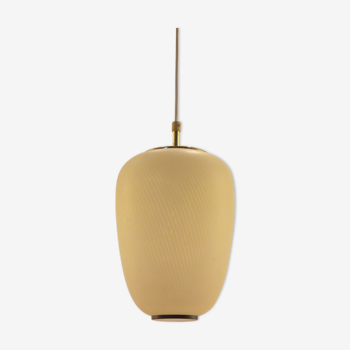 Suspension "Lampion" en verre et laiton design italien 1950