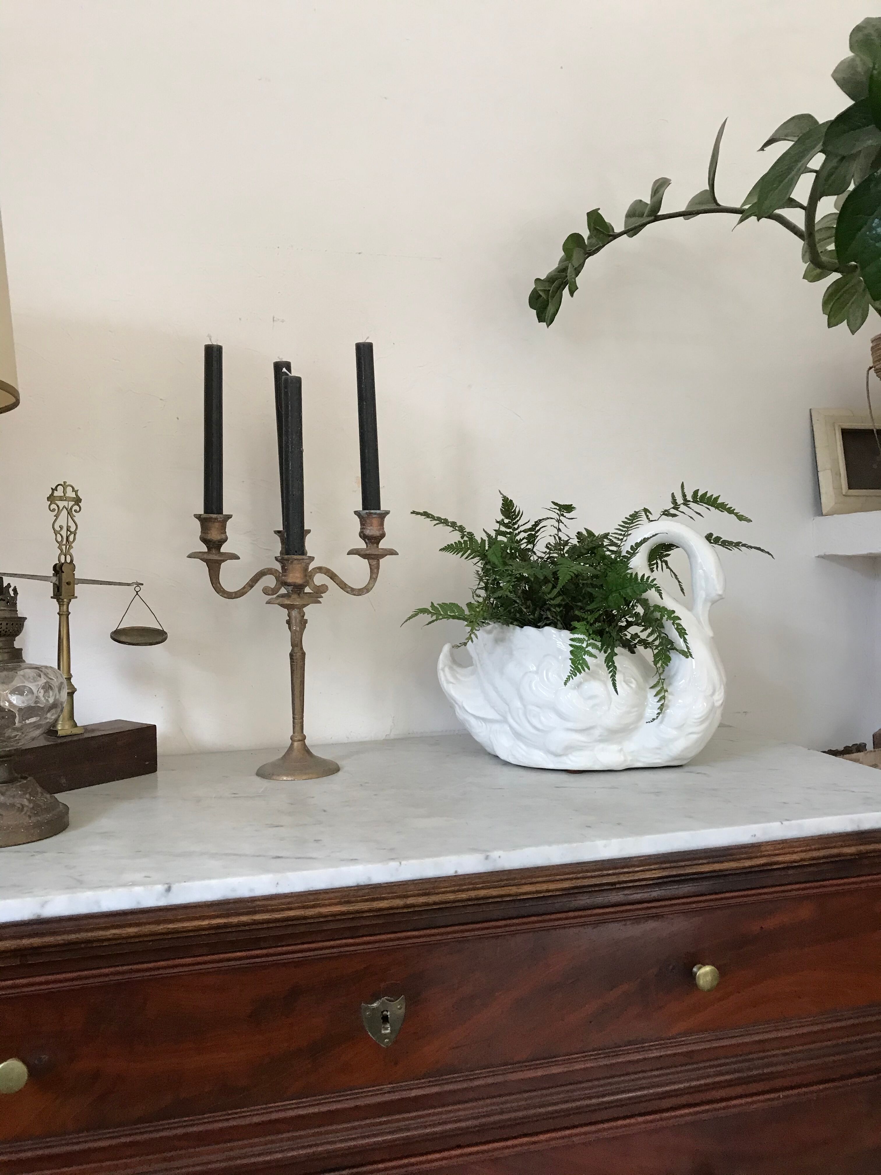 Vintage ceramic swan pot cover