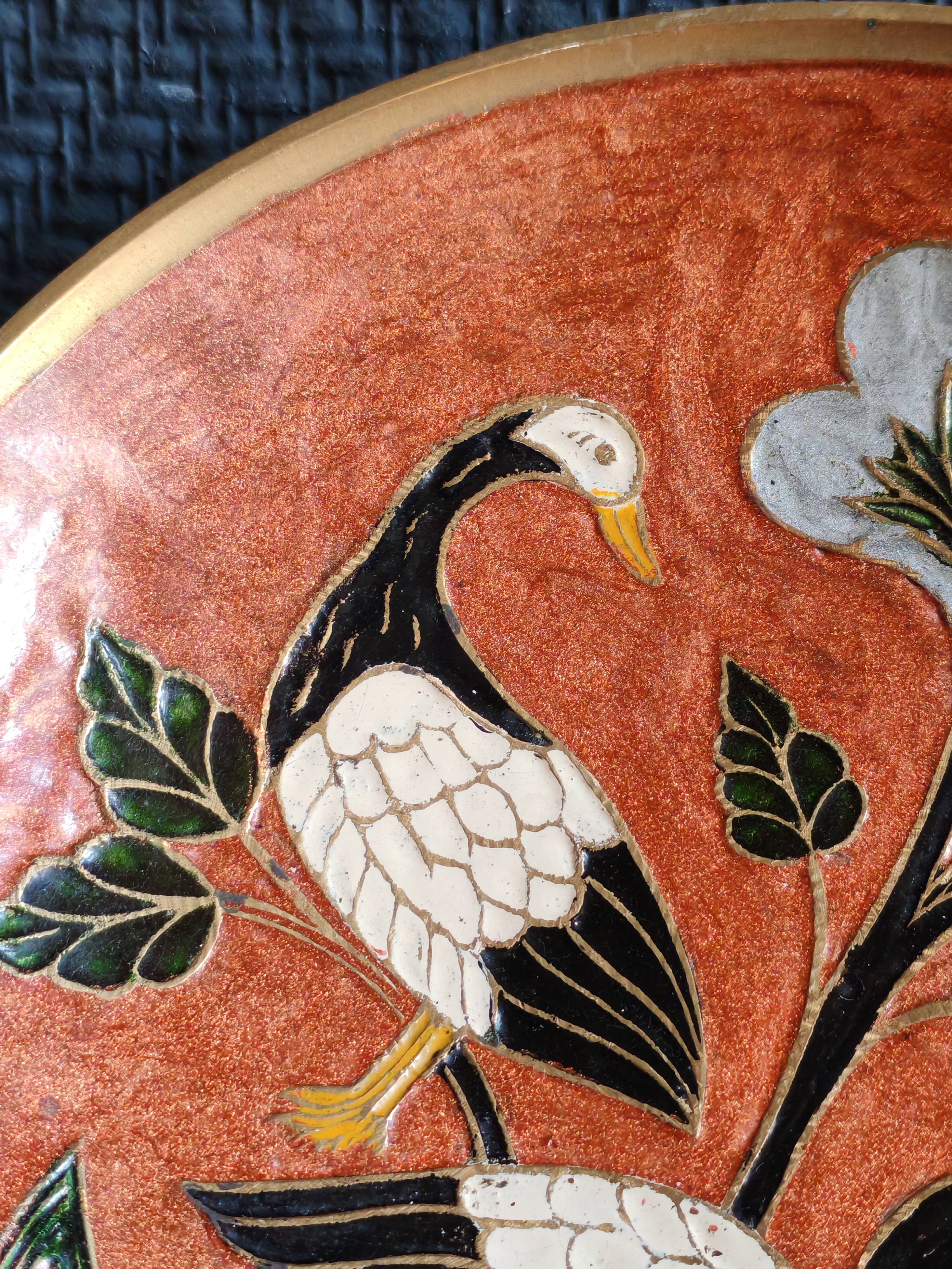 Assiette cloisonnée en laiton émaillé - India