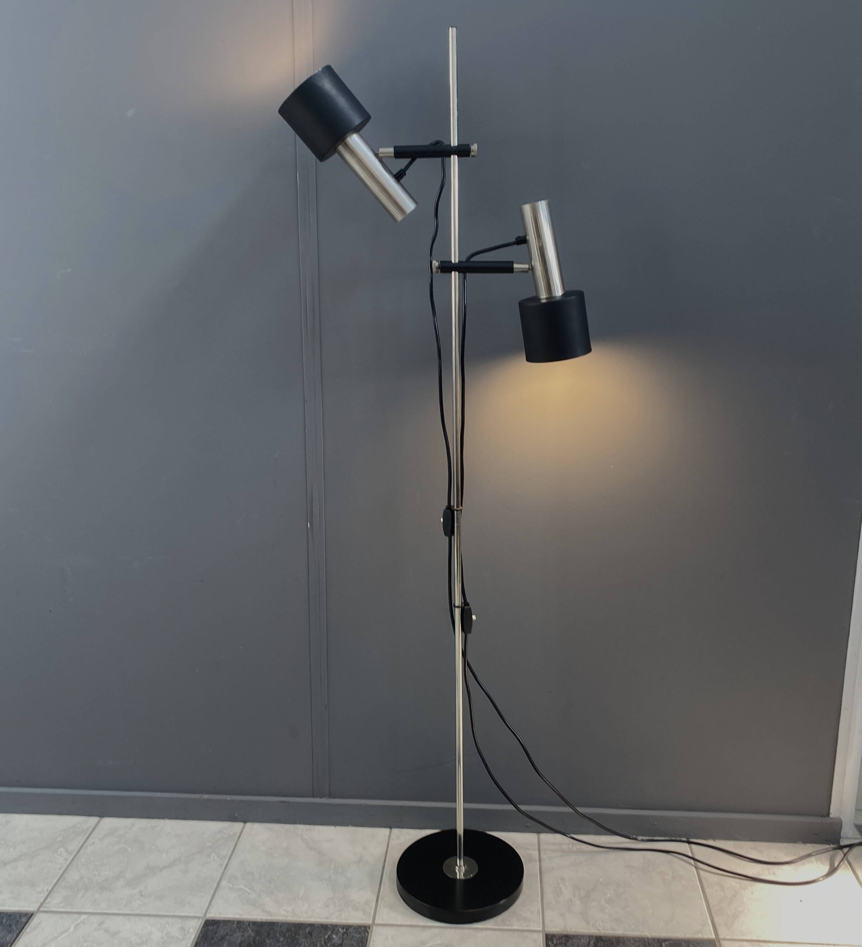 double shaded metal floorlamp by J. Hoogervorst for Anvia Netherlands