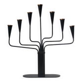 Gunnar Ander Black Metal And Copper Candelabra, For Ystad Metall, 1960s