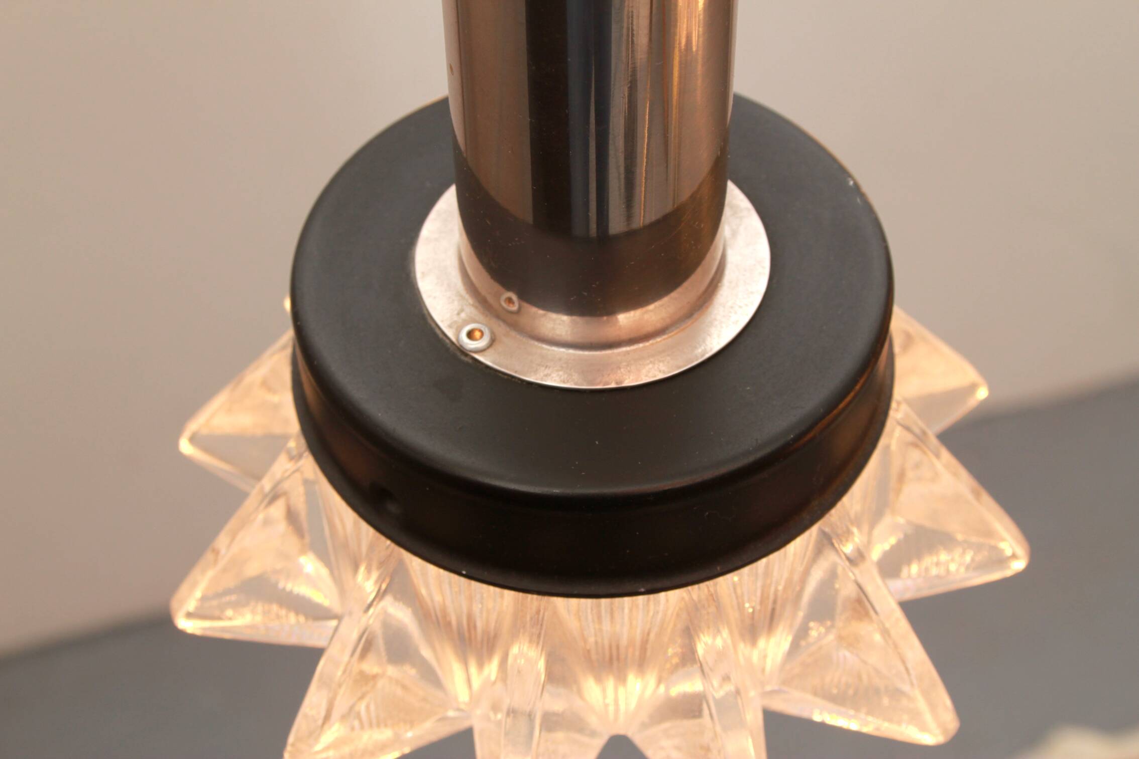 1970s pendant cascade lamp in chrome and glass