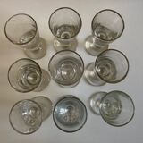 Set of 9 assorted 19th absinthe glasses