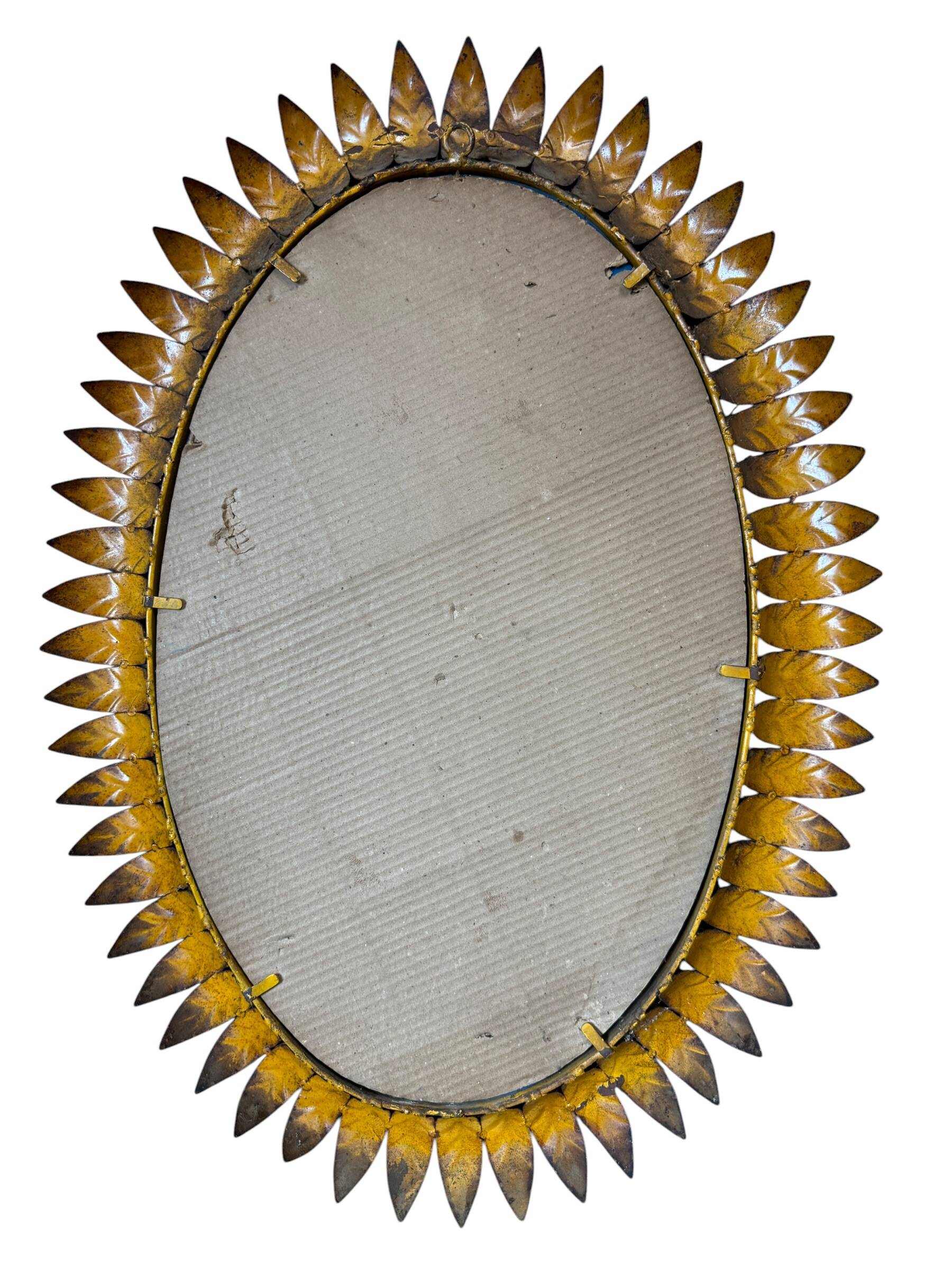 1950s wrought iron sun mirror from Italy