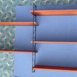 Nils Strinning 5-shelf teak wall-mounted bookcase, 115 cm x 80 cm