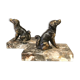 Pair of regular bookends representing dogs marble base