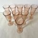 Flûtes à champagne en verre rose années 80