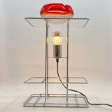 Large geometric chrome and plexiglass lamp, 1970s