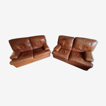 2 leather sofas 2 places