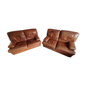 2 leather sofas 2 places