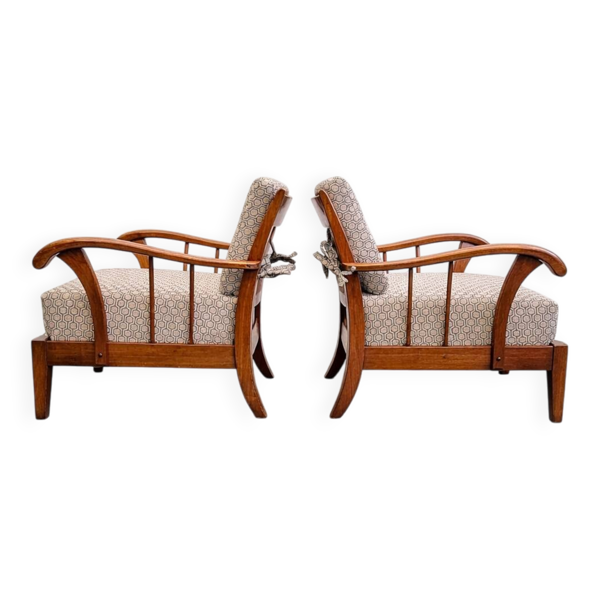 Mid-Century Lounge Armchairs in Solid Cherry Wood, Austria 1940s