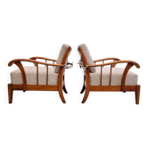 Paire de fauteuils en bois de cerisier massif, Autriche années 1940