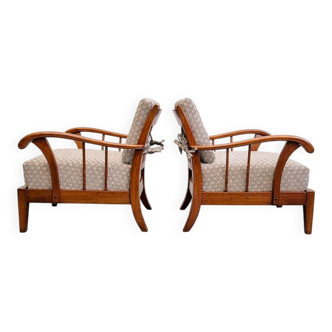 Mid-Century Lounge Armchairs in Solid Cherry Wood, Austria 1940s