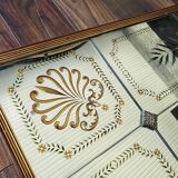 Large 1950 Venetian mirror with wooden frame