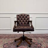 English Chesterfield Office Chair Oxblood