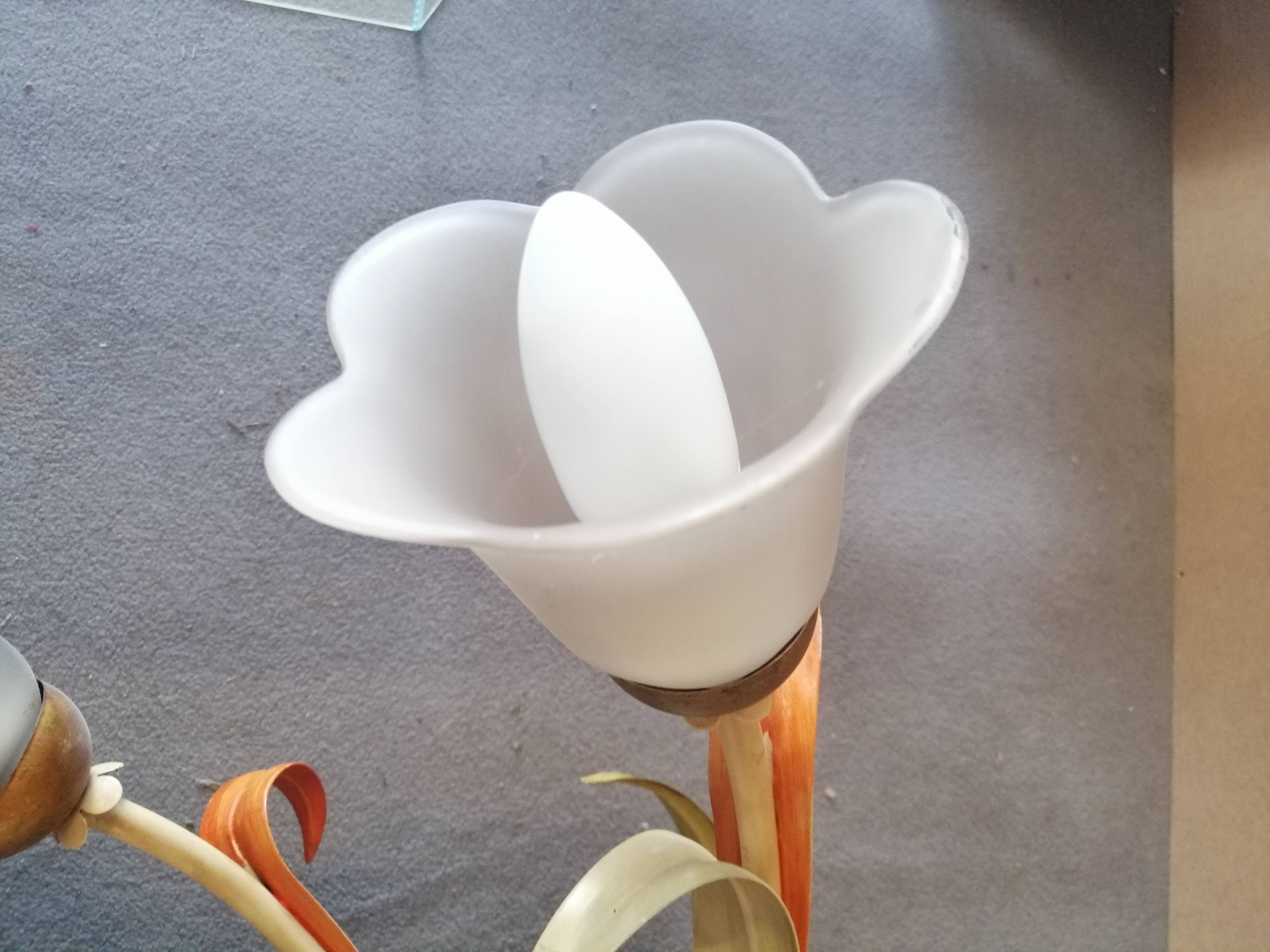 Painted metal chandelier with flowers