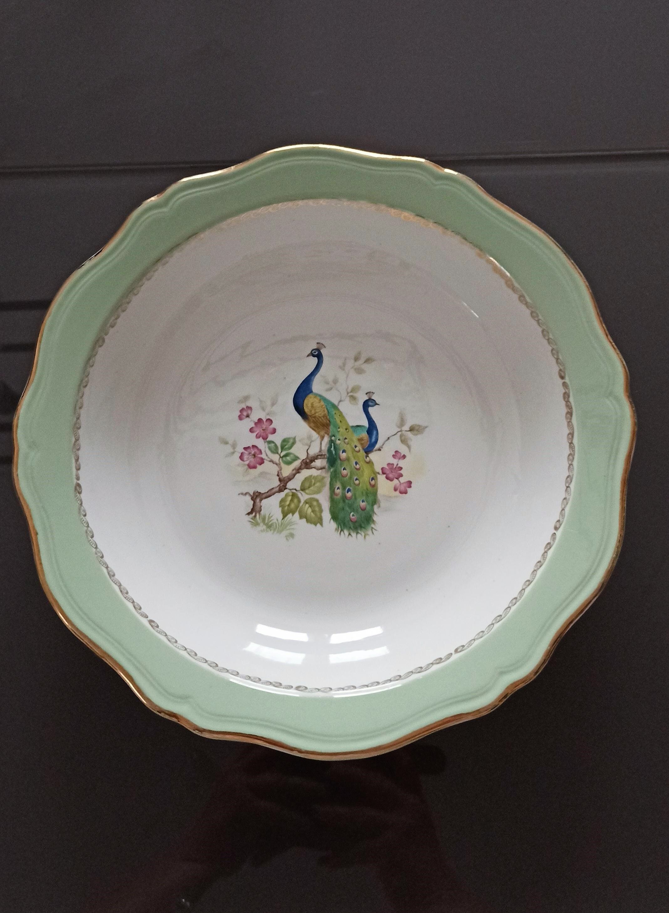 Hollow serving dish - peacock décor - l'amandinoise