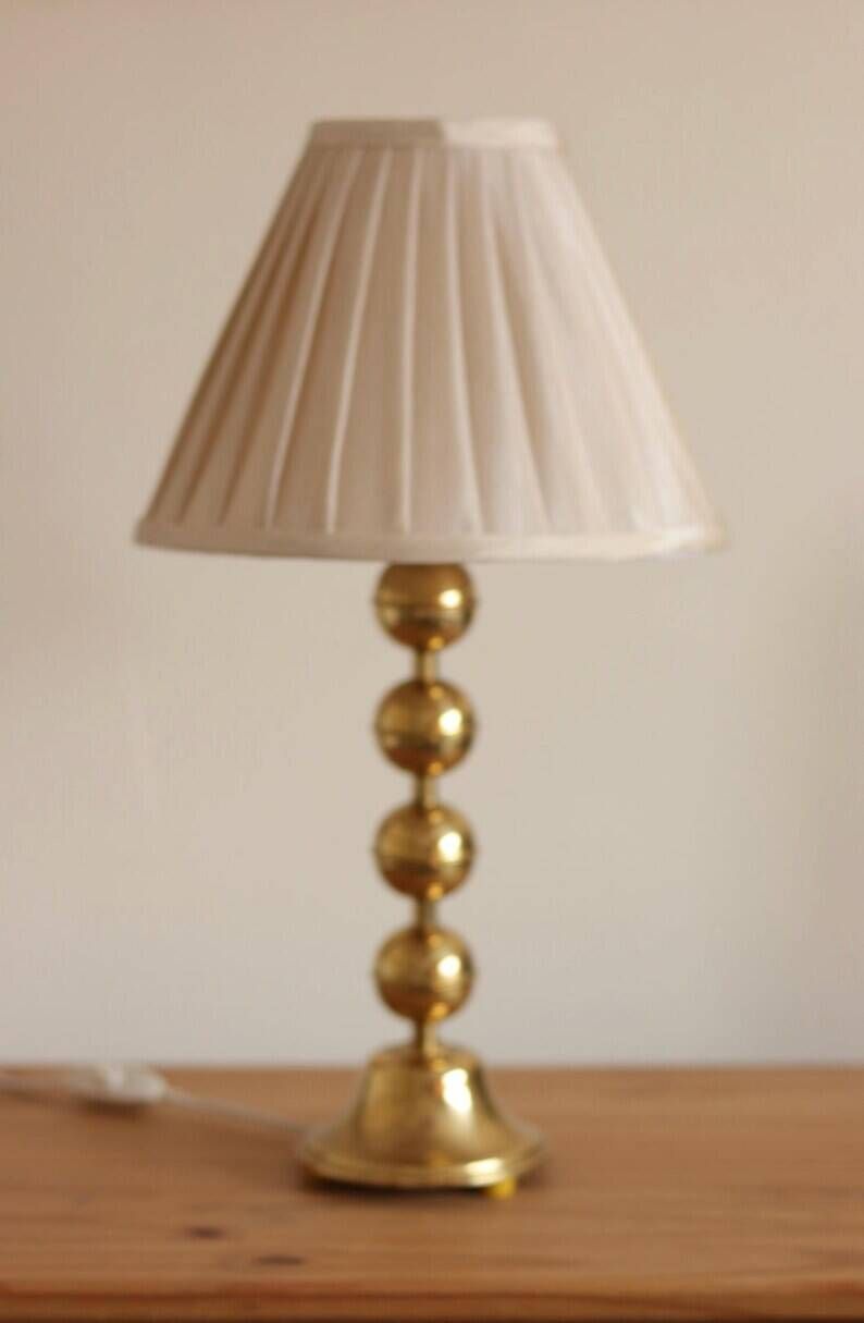 Pair of Vintage Swedish Table Lamps in Polished Brass, Signed Aneta