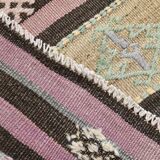 3x10 Purple & Green Modern Kilim Runner Rug, 90x315Cm