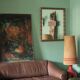 Oil on canvas signed Monique Humbert, large abstract composition, wall painting, interior decoration.