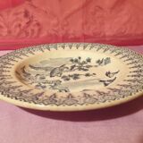 Gien earthenware ceramic soup plate with blue eagle decoration