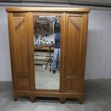 Art Deco carved oak wardrobe - Flemish workshop circa 1930