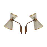 Pair of glass diabolo wall lamps