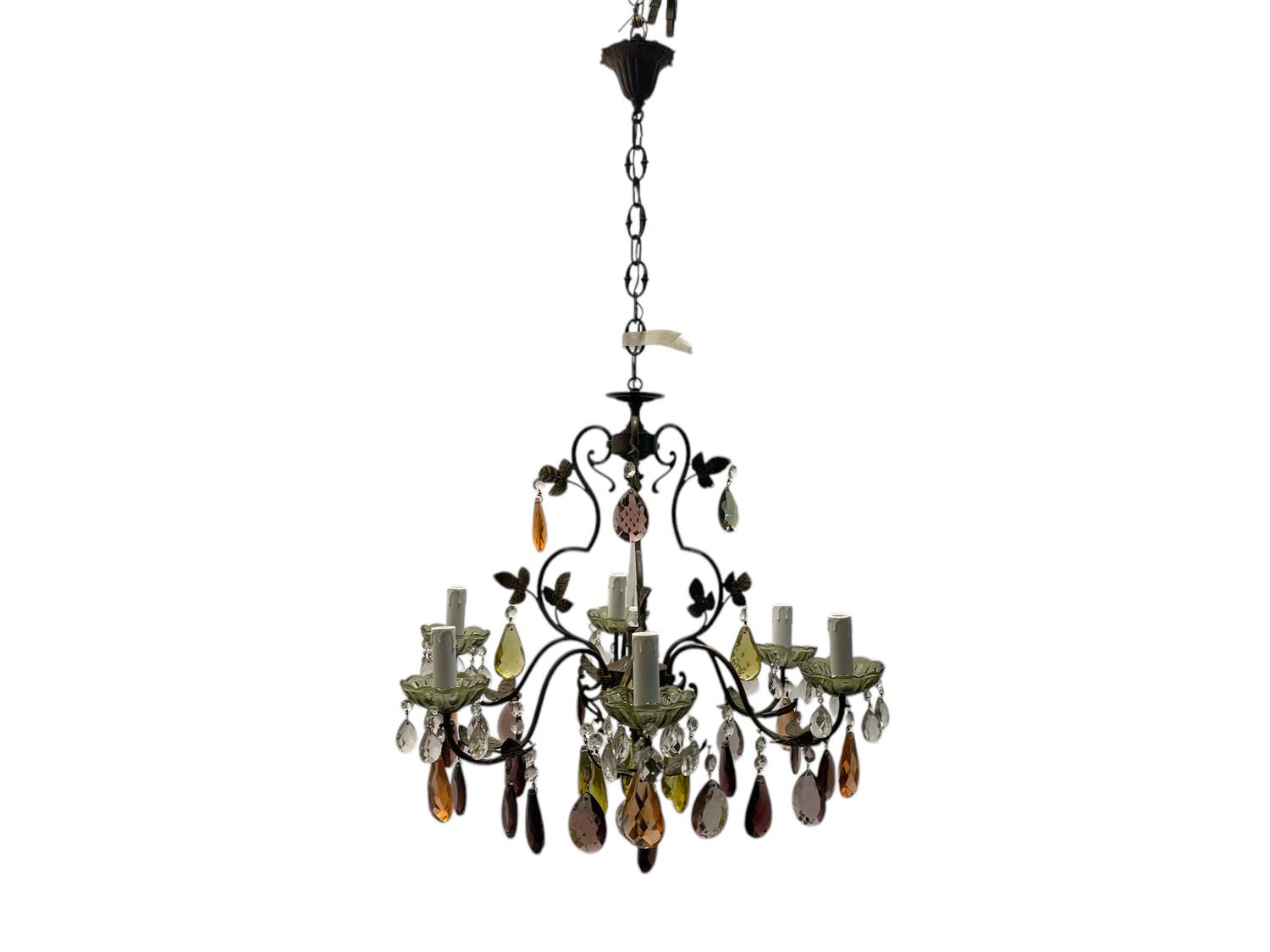 Bronze multicolored Crystal chandelier 1950’s
