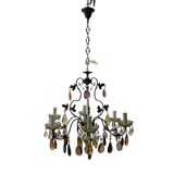 Bronze multicolored Crystal chandelier 1950’s