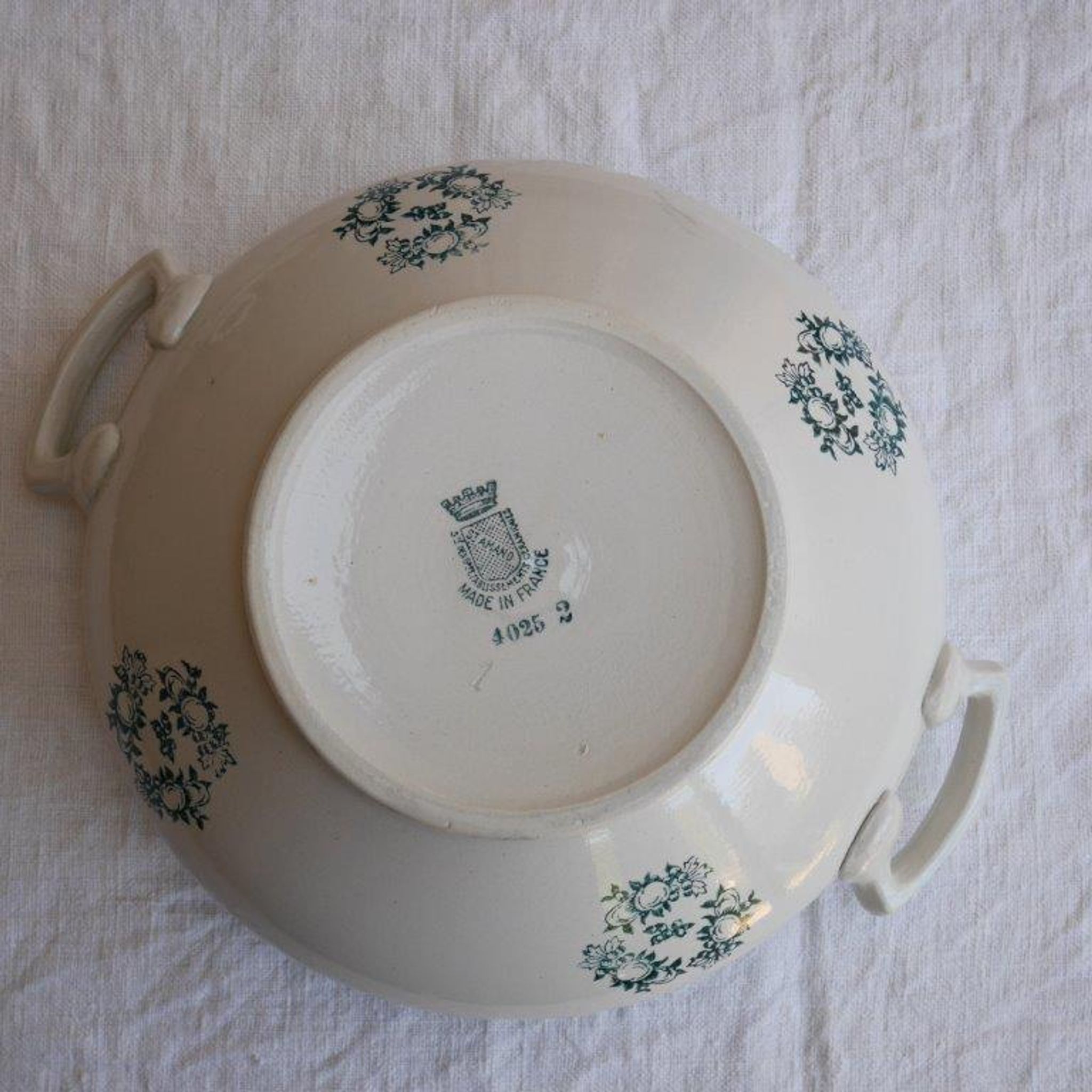 Soup bowl Saint Amand, green pattern - model 4025