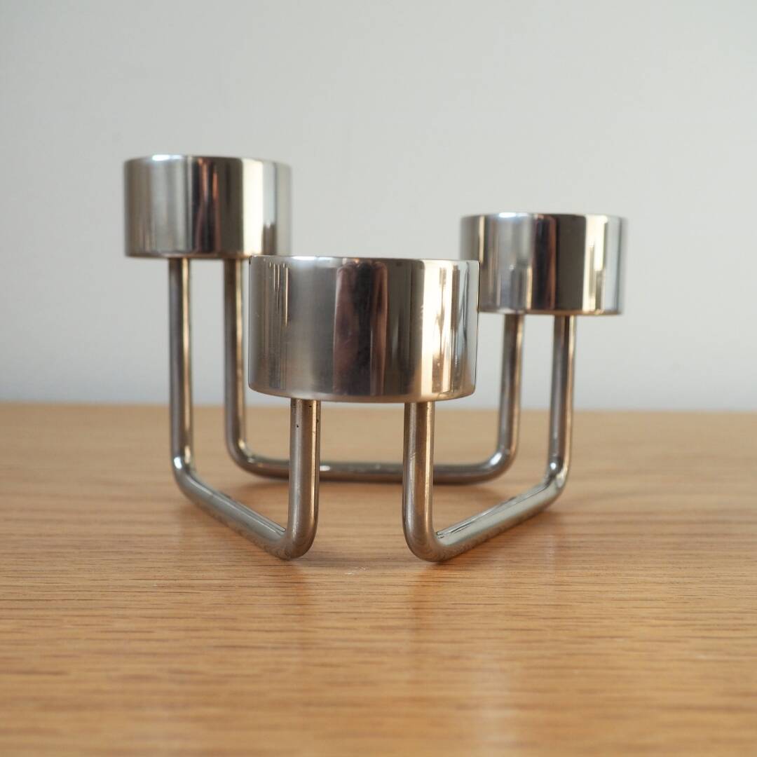 Danish Design - Handmade Steel Tommy Larsen Candle Holders - Design of Denmark, 1970s 1980s