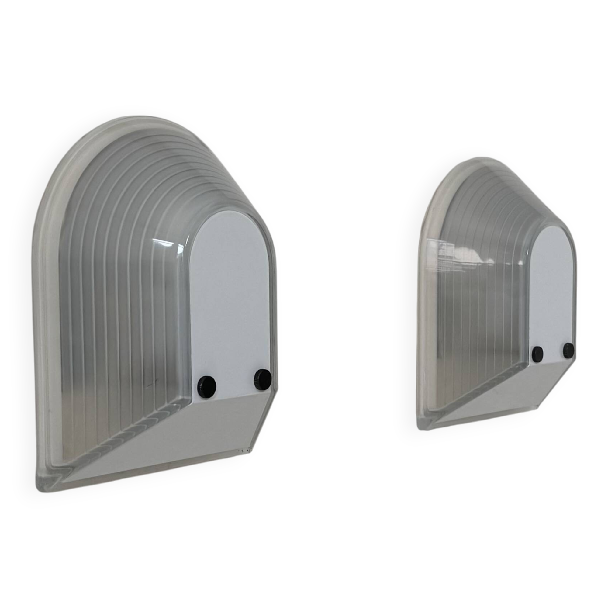 Pair of Tesi wall lights by Roberto Fiorato, Prisma, frosted glass Italy 1980