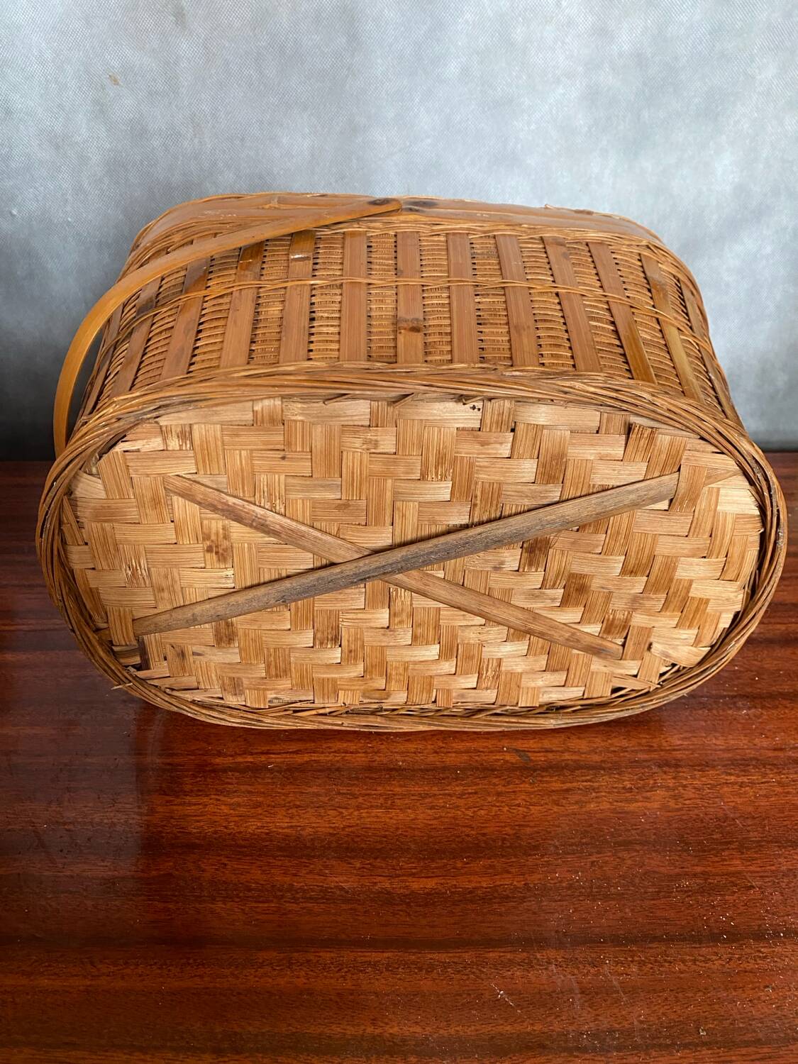 Antique Bressan Basket Fishing Net Wicker Woven Vintage #C072