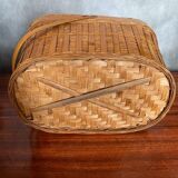 Antique Bressan Basket Fishing Net Wicker Woven Vintage #C072