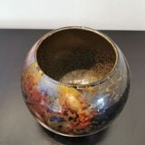 Vase boule en verre signé  Laque line