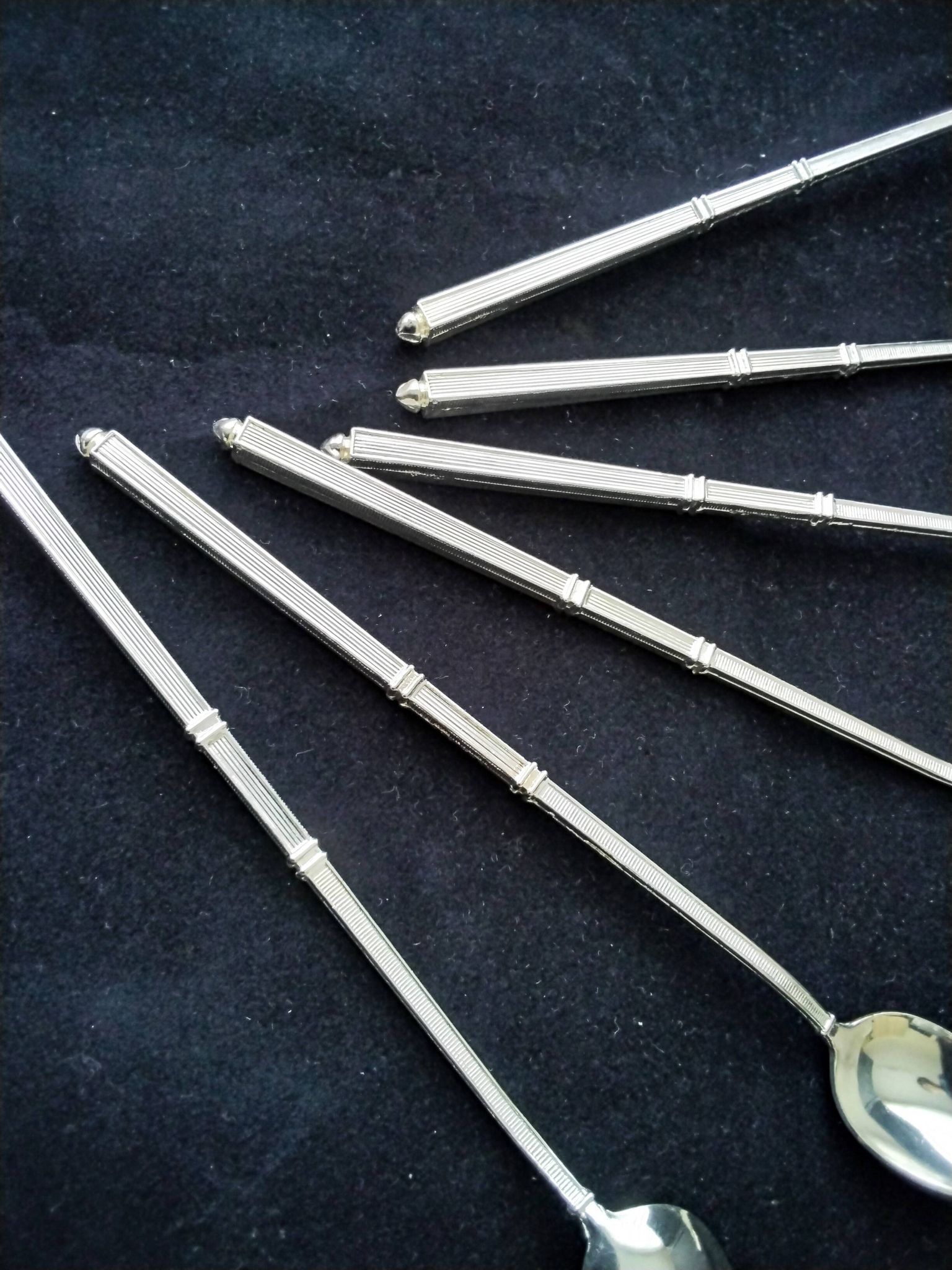 Box of 6 ice cream spoons, mazagran in silver metal "Russian style"