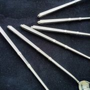 Box of 6 ice cream spoons, mazagran in silver metal "Russian style"