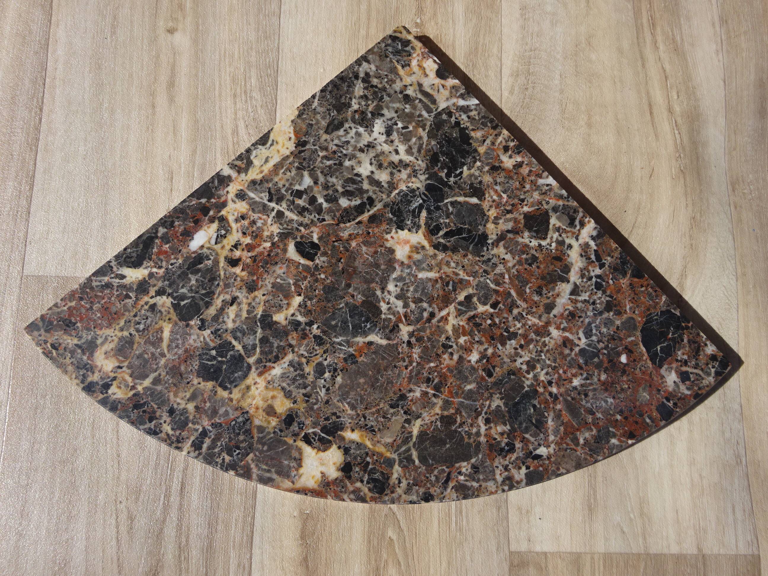 Wrought iron and marble corner shelf