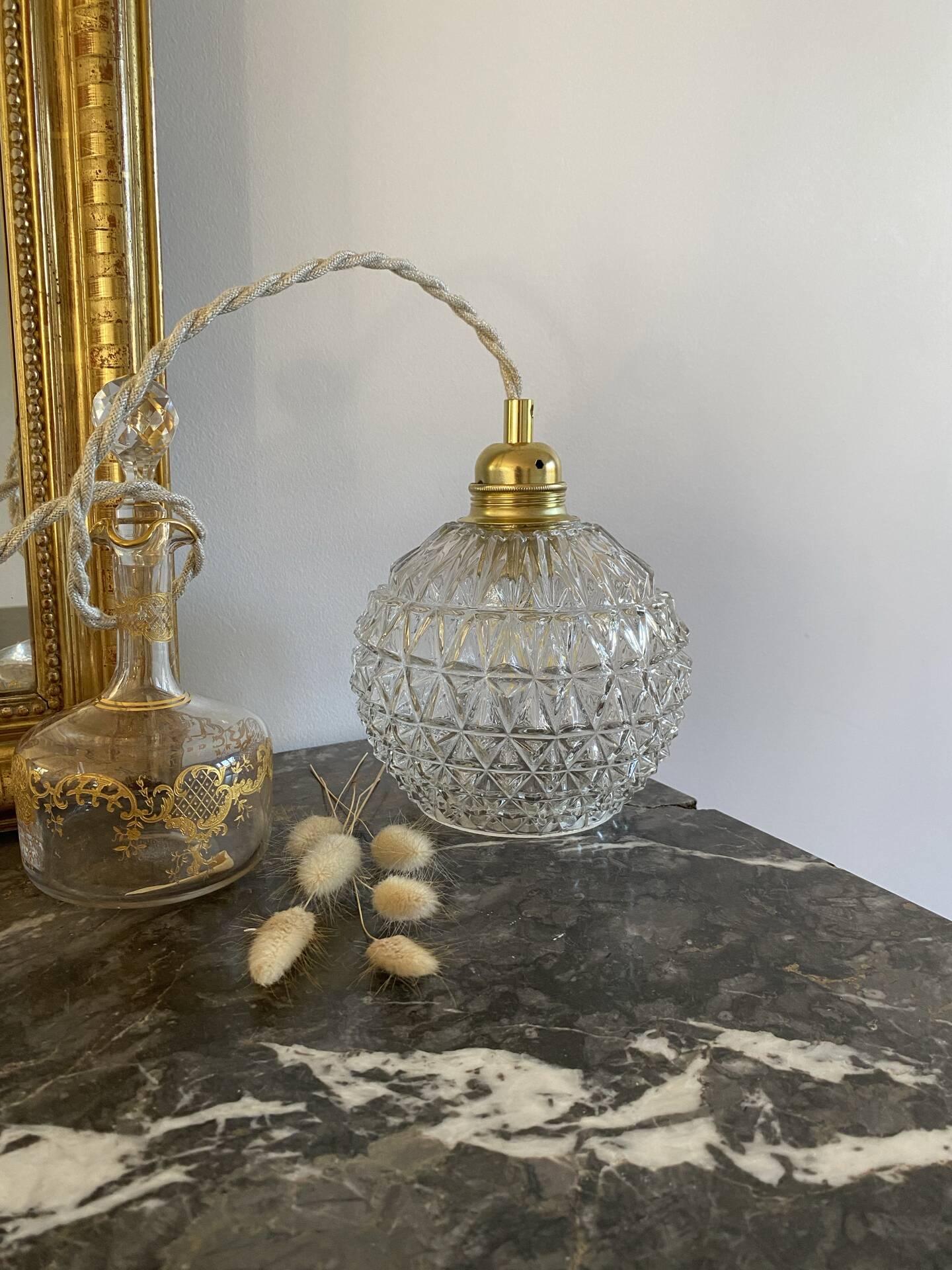 Vintage glass globe lamp
