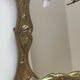 Brass table mirror, art nouveau, lady figurine/foliage, wheat ears