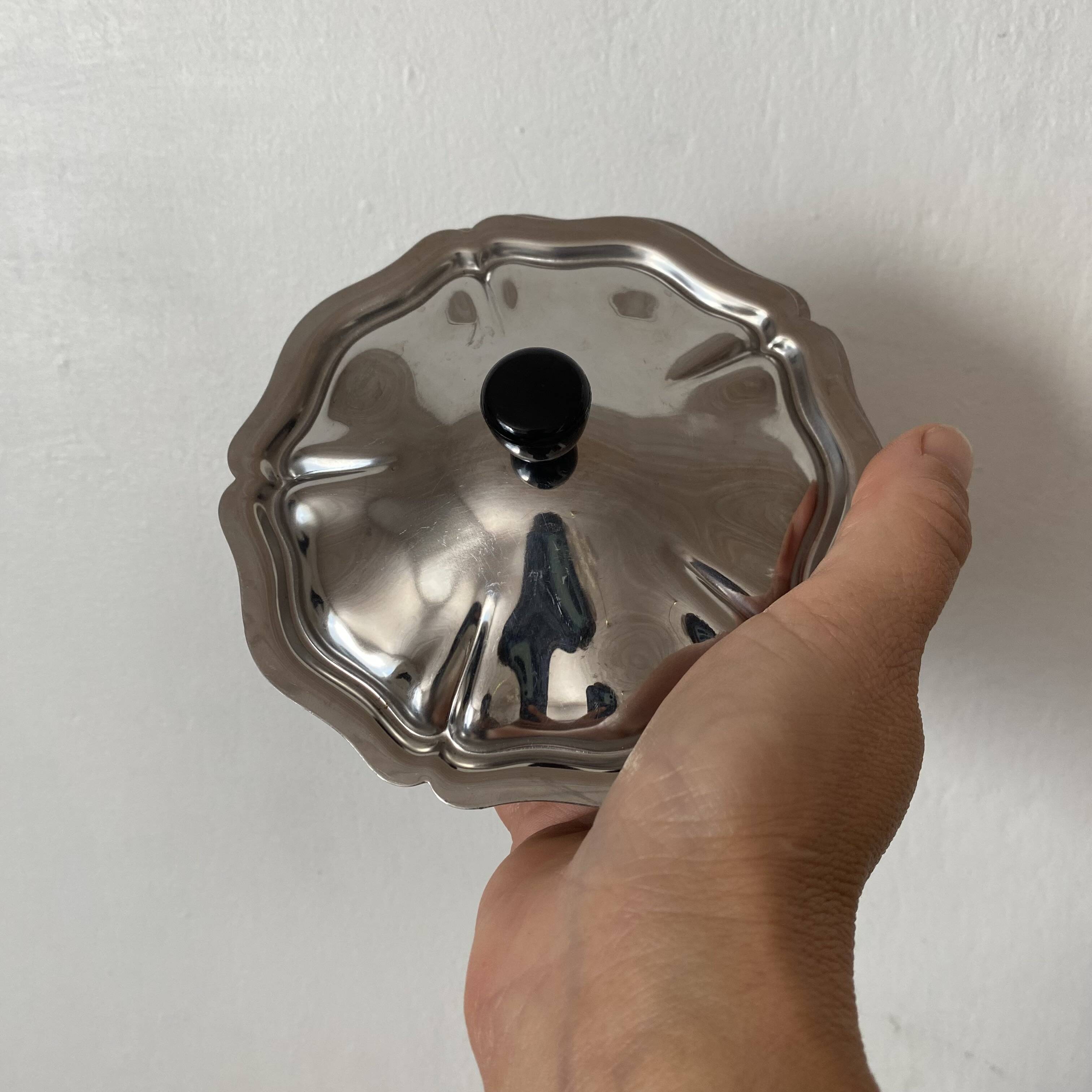 Vintage stainless steel sugar bowl