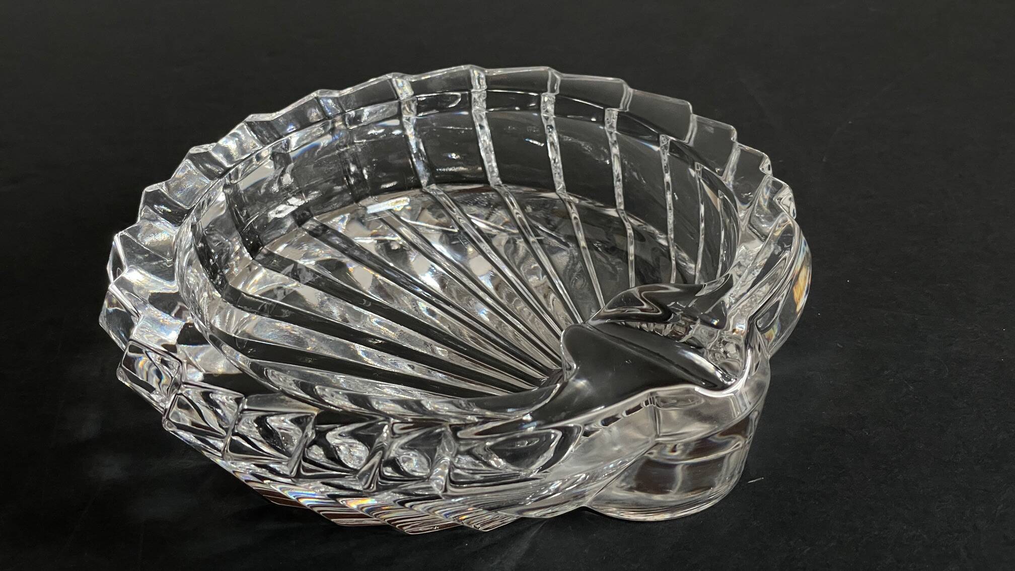 Vintage Crystal Ashtray in Seashell Shape