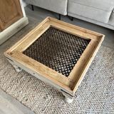 Wood and woven steel coffee table – Dual decorative use