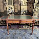 Louis Philippe style flat desk green leather