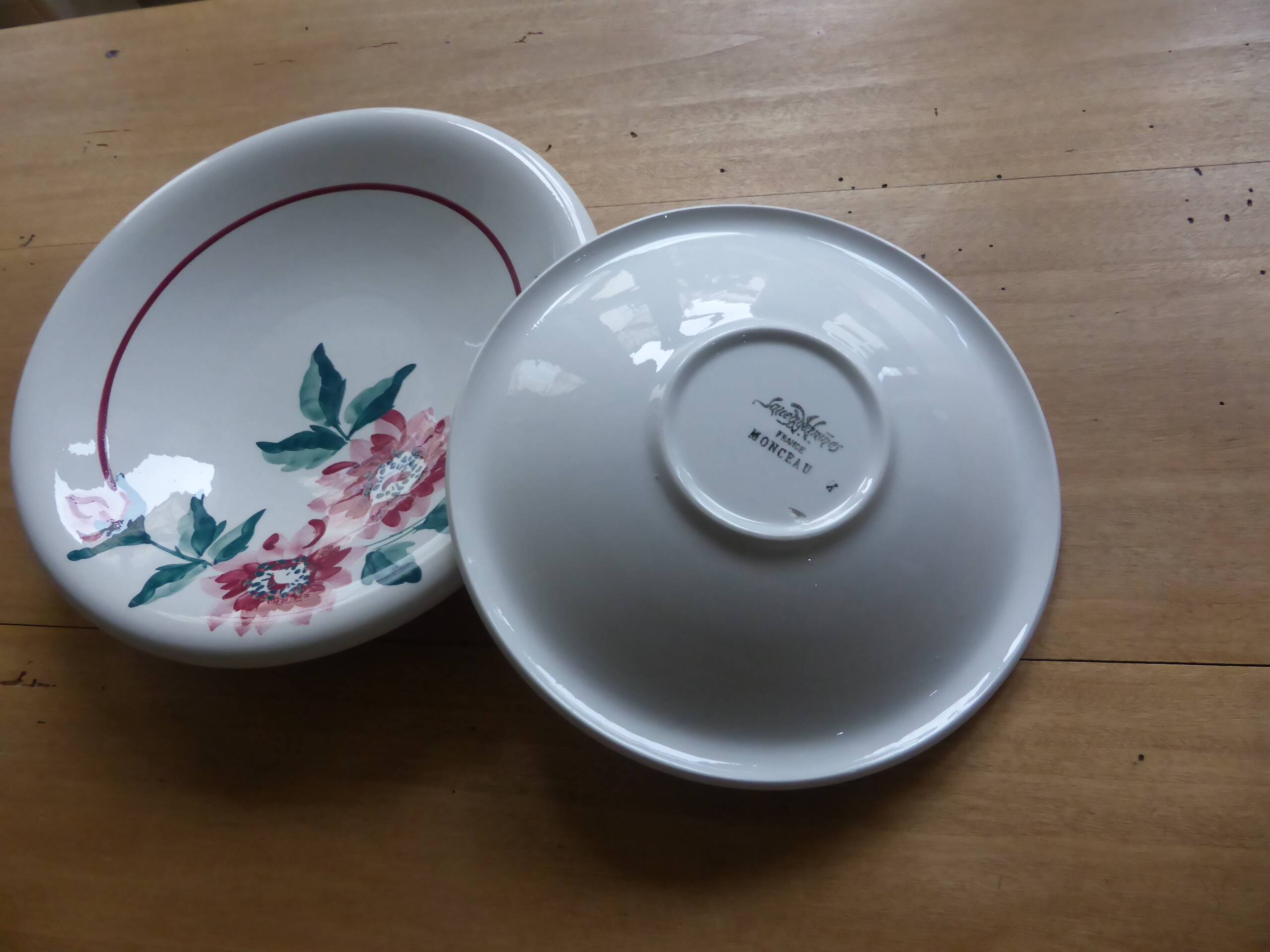 Set of 2 round calotte serving dishes Sarreguemines Monceau 200217