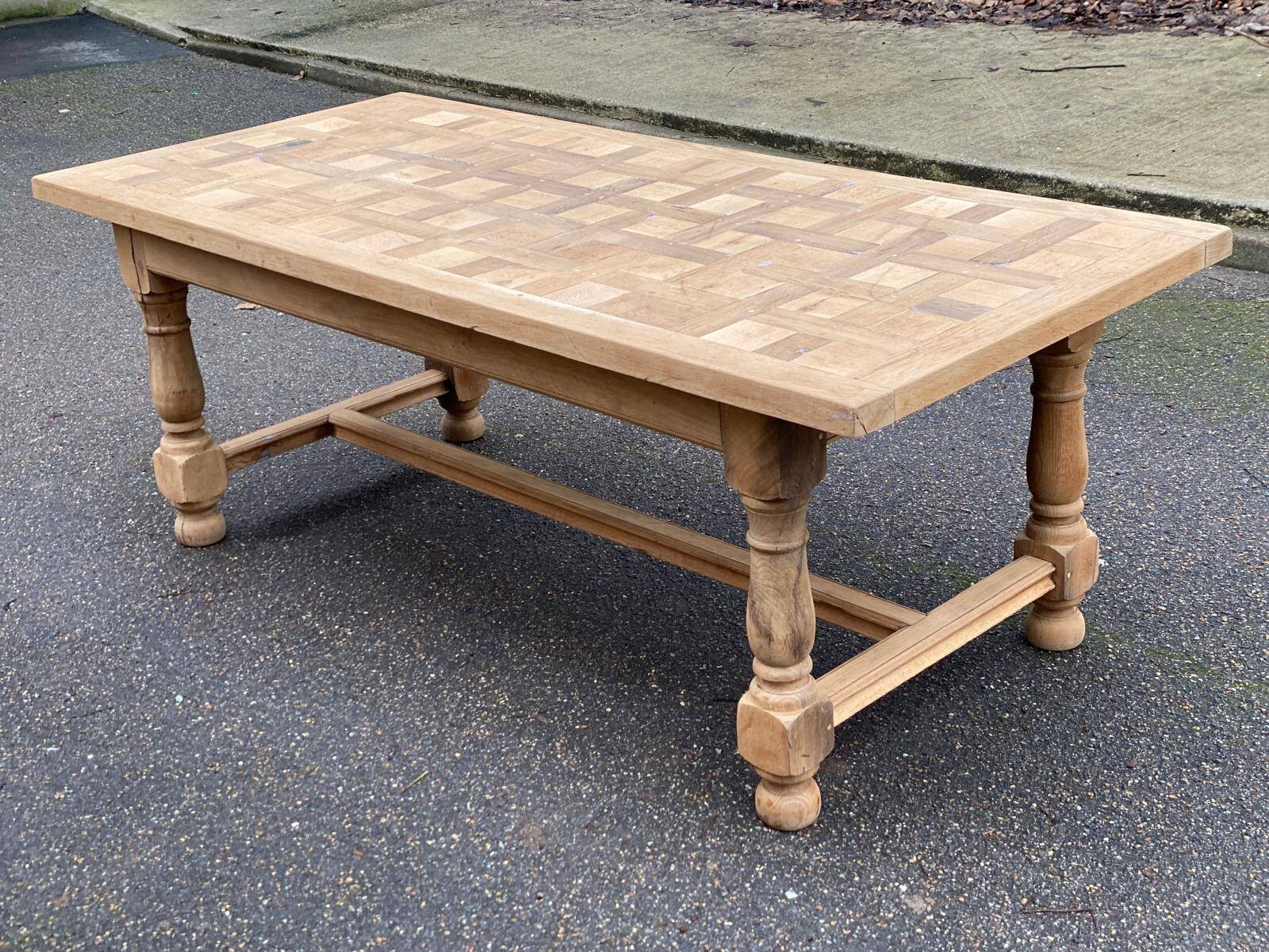 Renovated farmhouse dining table in solid oak 210cm 19th century
