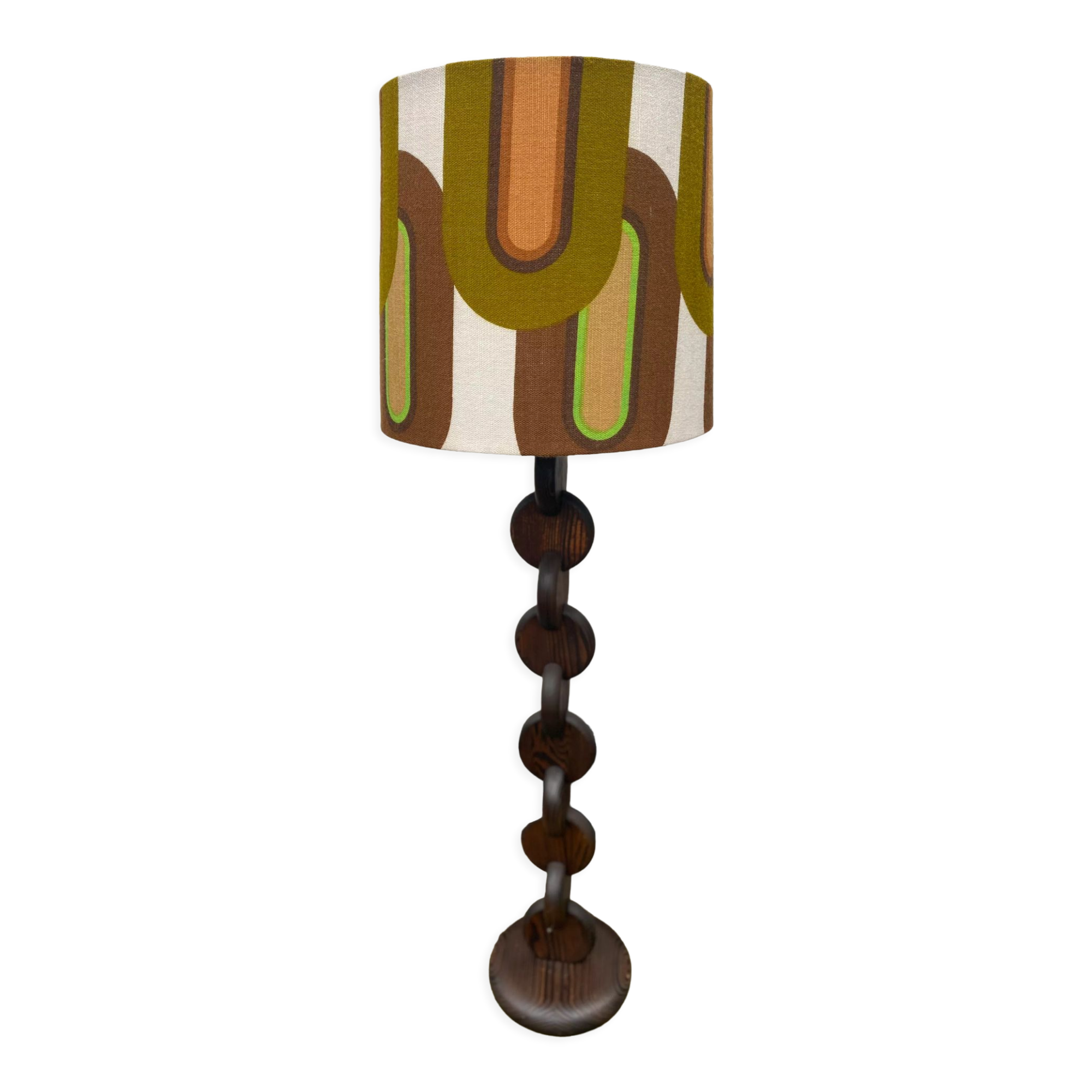 Brutalist Carved Wood Floor Lamp
